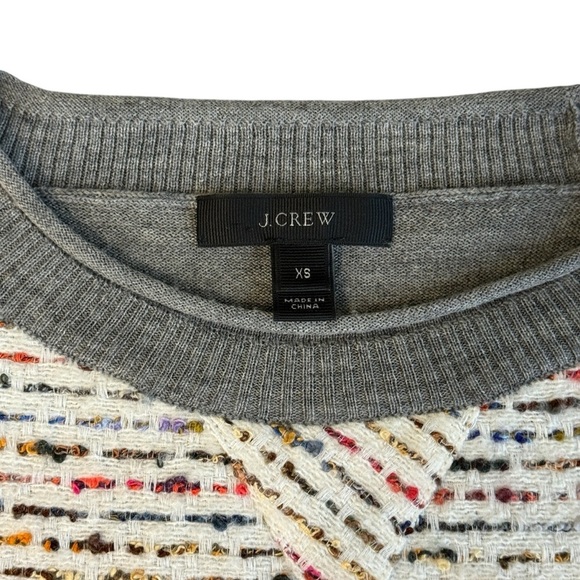J. Crew Tweed Front Crew NeckKnit Sweater. Gray Multi Size Small #1760 - Picture 6 of 7